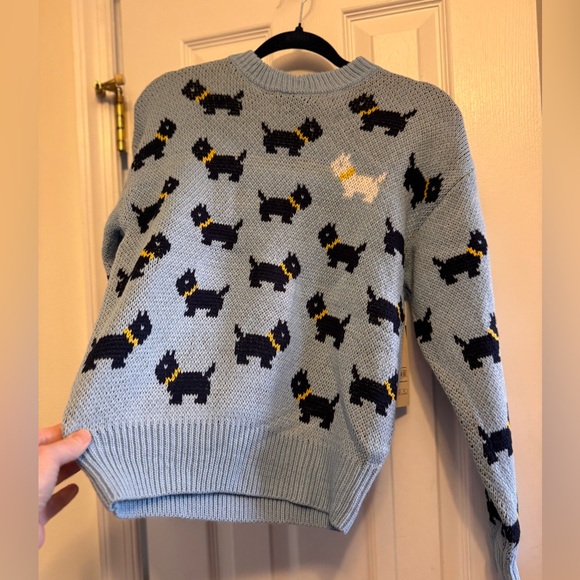 NWT Stranger Things Season 5 Erica Scottie Dog Sweater XS Blue No Boundaries - Picture 2 of 11
